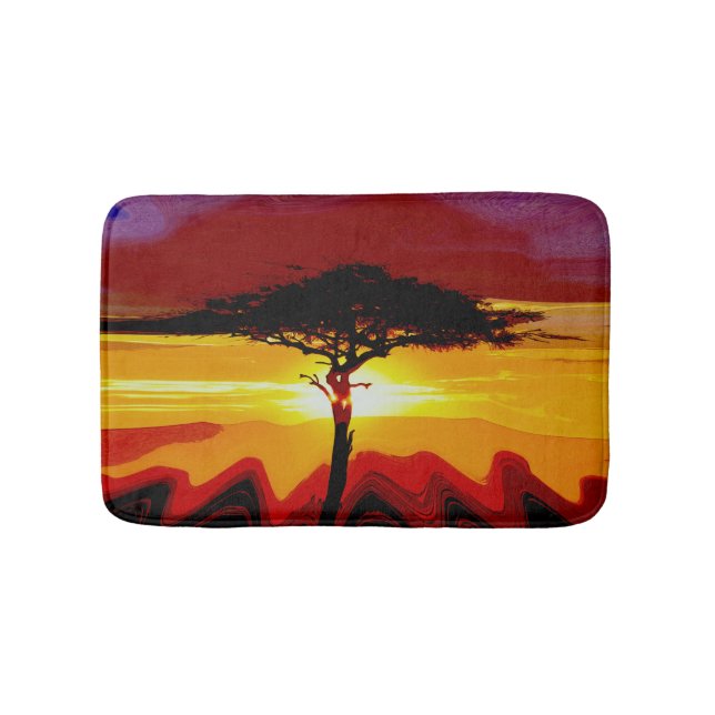 Tapis De Bain Coucher de soleil africain Safari (Devant)