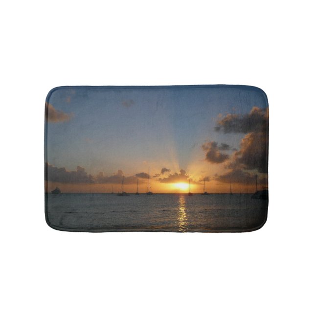 Tapis De Bain Coucher de soleil avec voiliers Paysage tropical P (Devant)