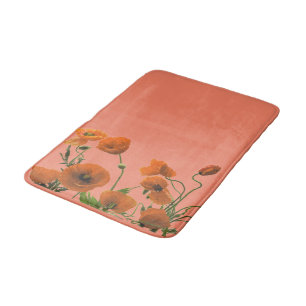 Tapis De Bain Coucher de soleil Fleurs de pavot Orange Motifs fl