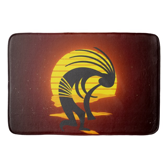 Tapis De Bain Coucher de soleil Kokopelli Lune et Étoiles (Devant)