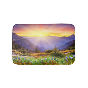 Tapis De Bain Coucher de soleil majestueux dans le paysage monta