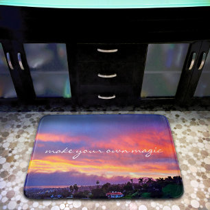 Tapis De Bain Coucher de soleil rose jaune Faites votre propre s