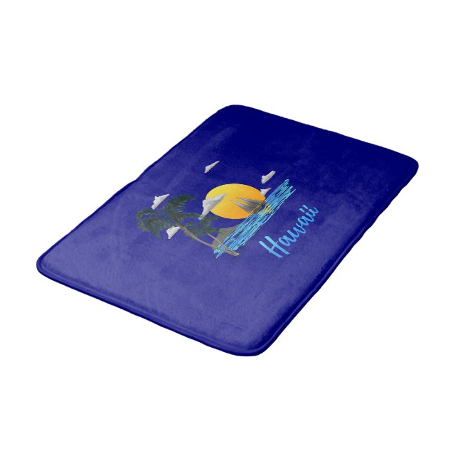 Tapis De Bain Coucher de soleil sur la plage d'Hawaii (Angle)