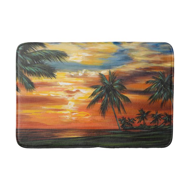 Tapis De Bain Coucher de soleil tropical étonnant (Devant)