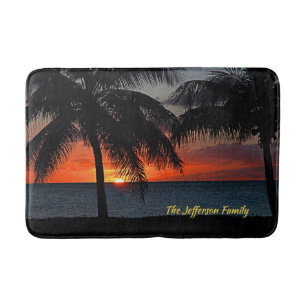 Tapis De Bain Coucher de soleil tropical Palm Trees Plage Océan 