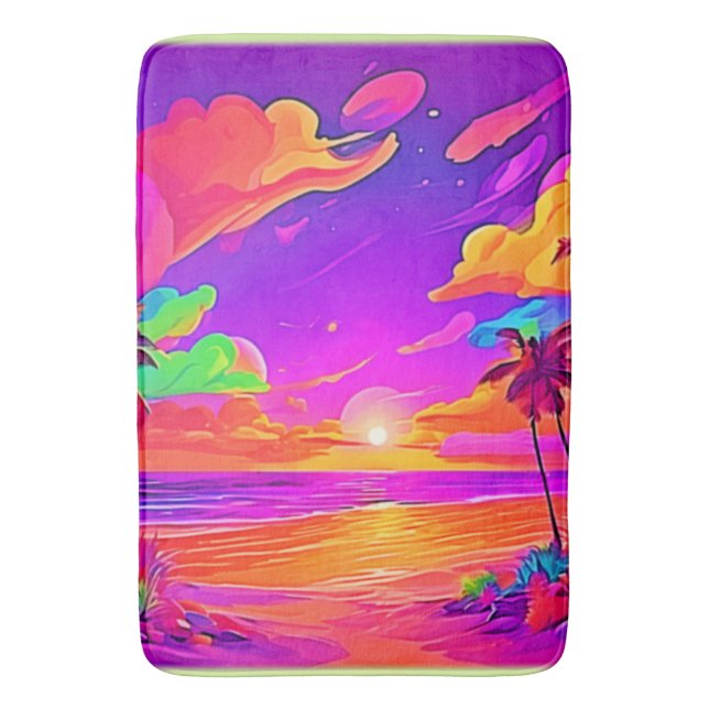 Tapis De Bain Coucher de soleil tropical vif (devant Vertical)