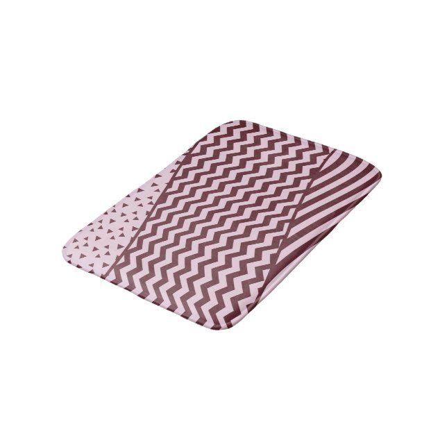 Tapis De Bain Couches - Rouge foncé et rose pâle - Mat de bain (Angle)