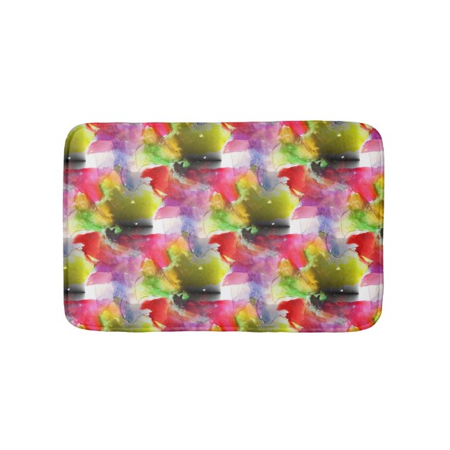 Tapis De Bain Couleur d'aquarelle rouge et jaune (Devant)