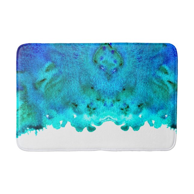 Tapis De Bain Couleur d'eau bleue abstrait (Devant)