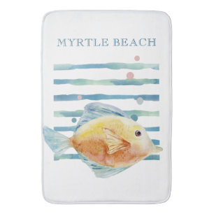 TAPIS DE BAIN COULEUR D'EAU CLAIRE POISSON TROPICAL, VACANCES DE