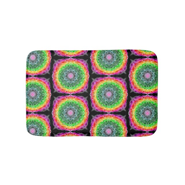 Tapis De Bain Couleur éclater Rainbow Prism Mandala (Devant)