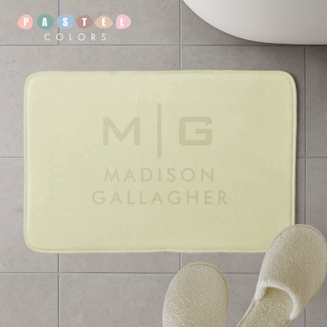 Tapis De Bain Couleur Jaune Vert Citron Pastel Lumière Douce Sol (Solid Soft Light Pastel Lemon Green Yellow Color Bath Mat
)