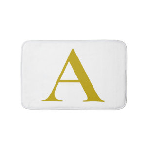 Tapis De Bain Couleur or Monogramme Initial Lettre Simple