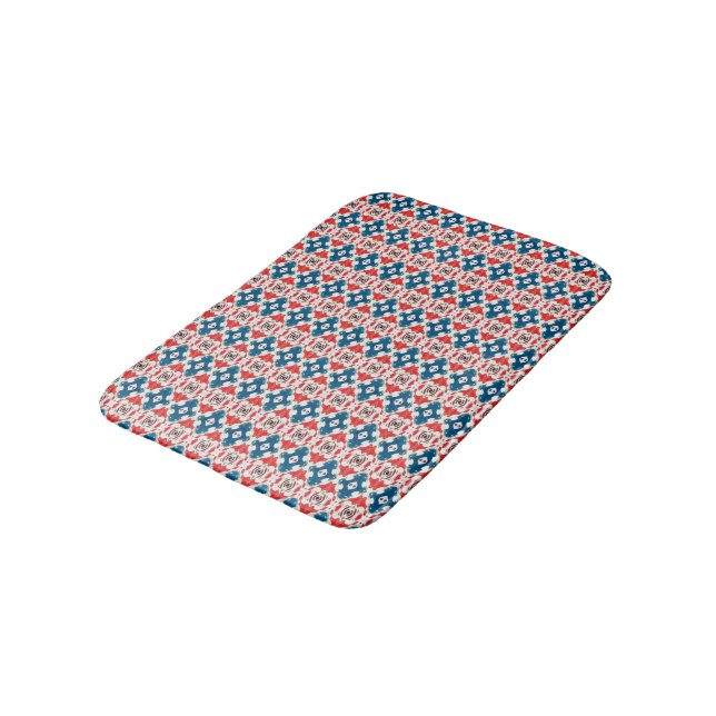 Tapis De Bain Couleur rouge, bleue et blanche (Angle)