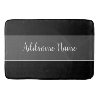 Tapis De Bain Couleur solide Moderne Noir de base Monogramme