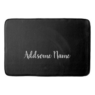 Tapis De Bain Couleur solide Moderne Noir de base Monogramme