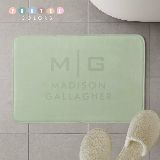 Tapis De Bain Couleur Vert Mousse Pâle Lumière Douce Solide (Solid Soft Light Pastel Sage Moss Green Color Bath Mat
)