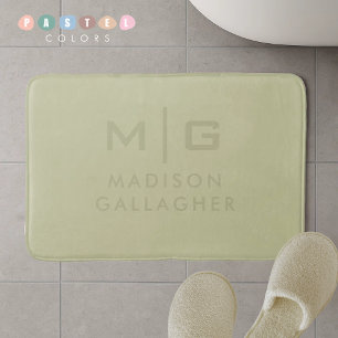 Tapis De Bain Couleur Vert Mousse Sage Pastel Lumière Douce Soli