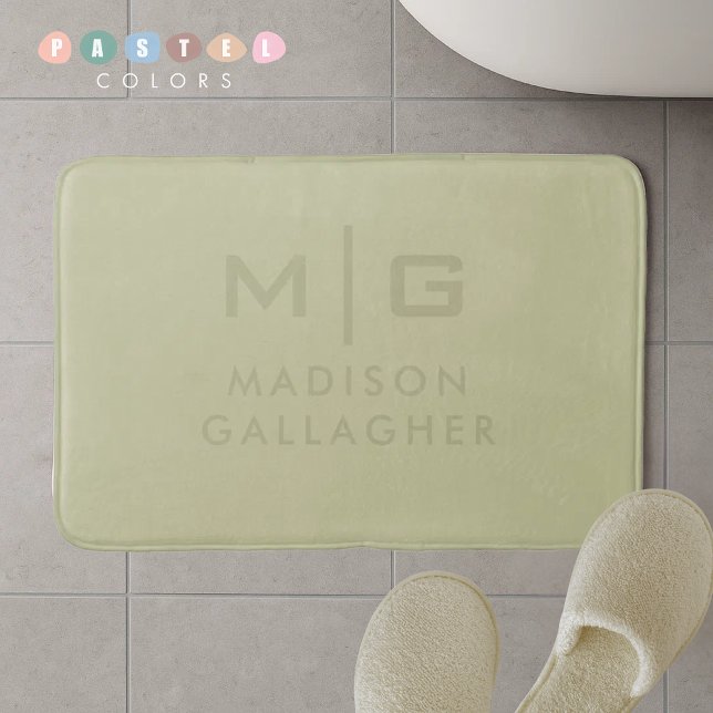 Tapis De Bain Couleur Vert Mousse Sage Pastel Lumière Douce Soli (Solid Soft Light Pastel Sage Moss Green Color Bath Mat
)