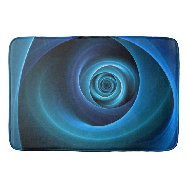 Tapis De Bain Couleurs bleu spirale 3D Art Abstrait fractal mode (Devant)