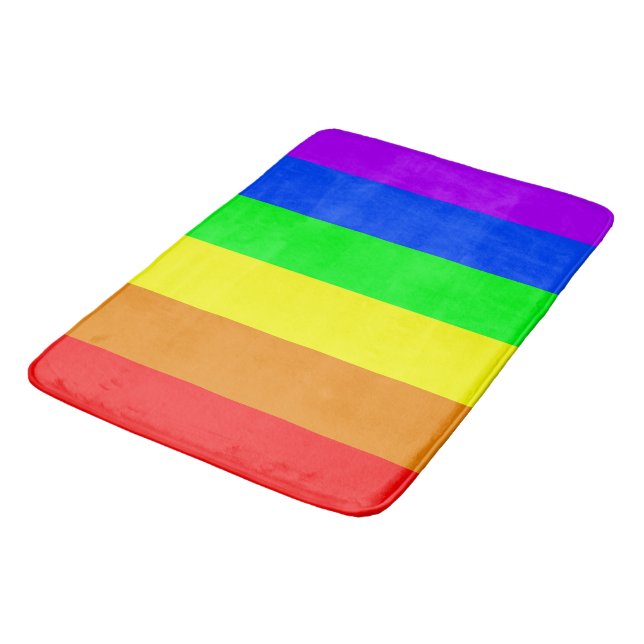Tapis De Bain Couleurs d'arc-en-ciel, rayures renversantes (Angle)