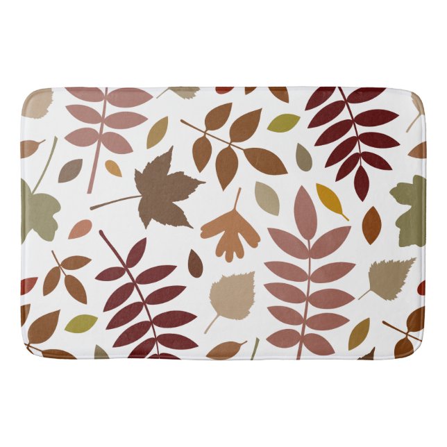 Tapis De Bain Couleurs d'automne en blanc pour les Feuilles tomb (Devant)
