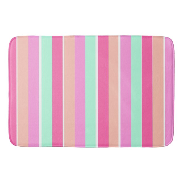 Tapis De Bain Couleurs de bonbons rayures (Devant)