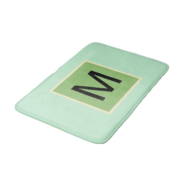 Tapis De Bain Couleurs de crème glacée verte Monogramme Pistachi (Angle)