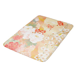 Tapis De Bain Couleurs douces florales japonaises d'accent