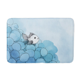 Tapis De Bain Couleurs douces. Poissons doux. Pieds heureux.