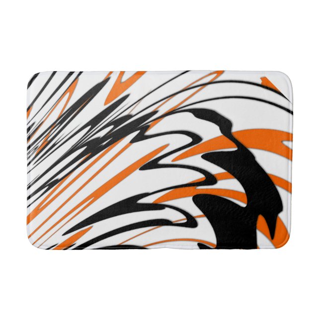 Tapis De Bain Couleurs du Bengale Orange et lignes noires (Devant)
