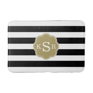 Tapis De Bain Couleurs noires et blanches de chic de très bon