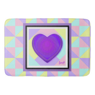 Tapis De Bain Couleurs pastel & coeurs violets battre
