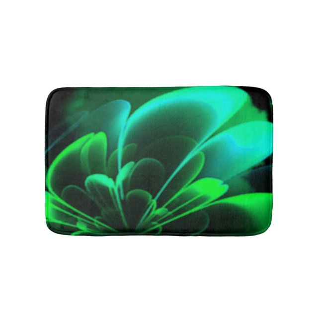 Tapis De Bain Couleurs vertes Stylisé Moitié Corolla Fleur (Devant)