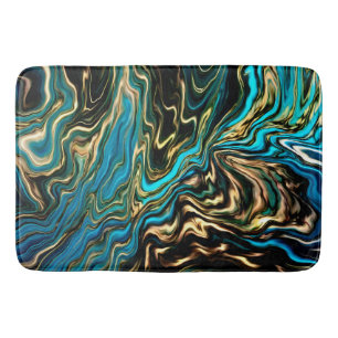 Tapis De Bain Couleurs vives Marbre Or Aqua Bain Mat