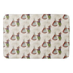 Tapis De Bain Couple de lapin vintage en vêtements victoriens