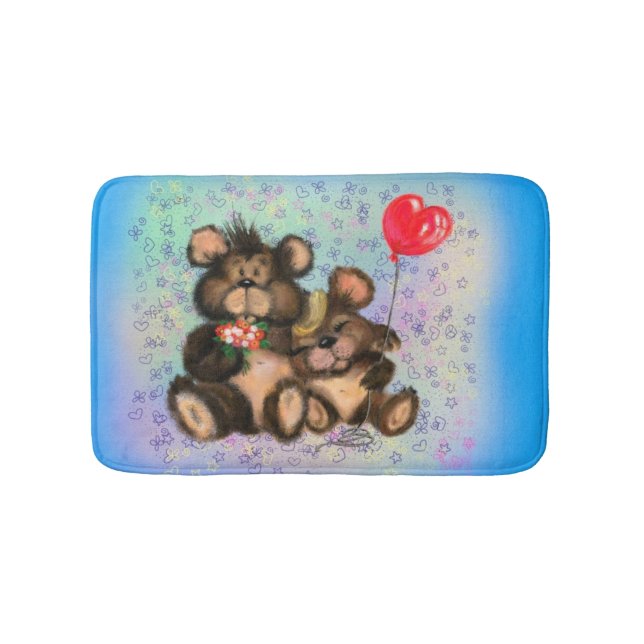 Tapis De Bain Couple Ours avec Bain Coeur Bain Mat (Devant)