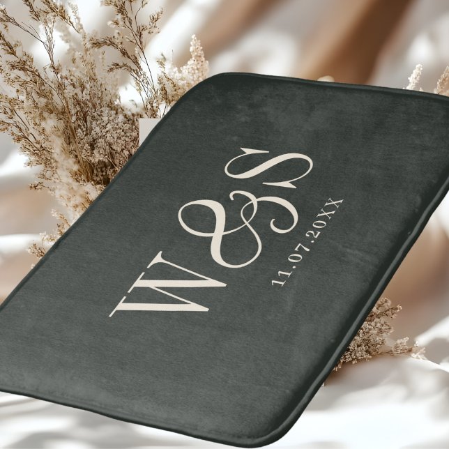 Tapis De Bain Couples de mariage initial élégant ébène (Créateur téléchargé)