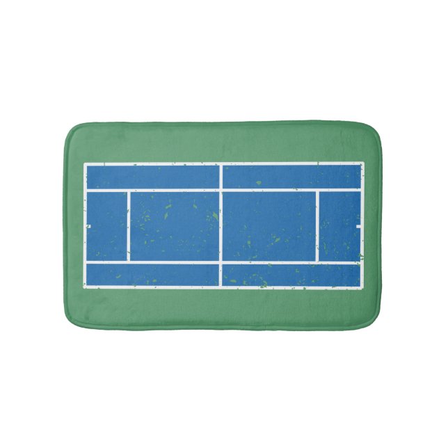 Tapis De Bain Cour de Tennis Bleu et Vert Style déstressé (Devant)