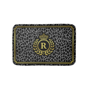 Tapis De Bain Couronne argentée de guirlande de laurier de noir