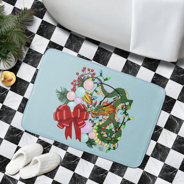 Tapis De Bain Couronne de Noël Dragon Chinois Fantastique (Créateur téléchargé)