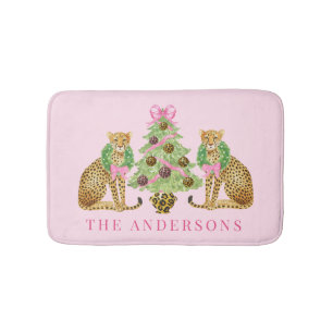 Tapis De Bain Couronne de Noël Léopard