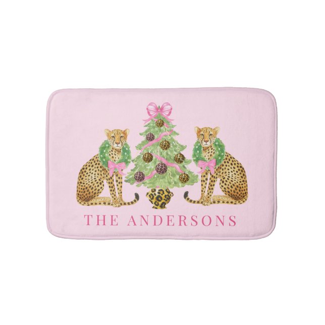 Tapis De Bain Couronne de Noël Léopard  (Devant)