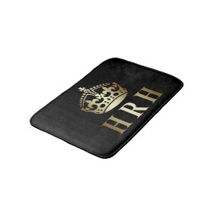 Tapis De Bain Couronne Royale Gold et Black HRH