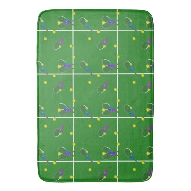 Tapis De Bain Court de tennis avec raquettes et balles (devant Vertical)