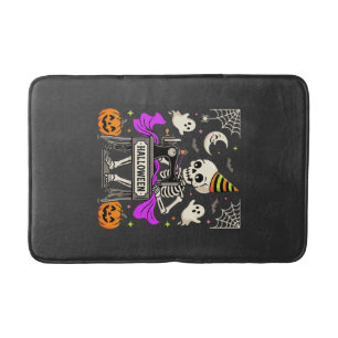 Tapis De Bain Couture de squelette d'Halloween Fantôme Citrouill