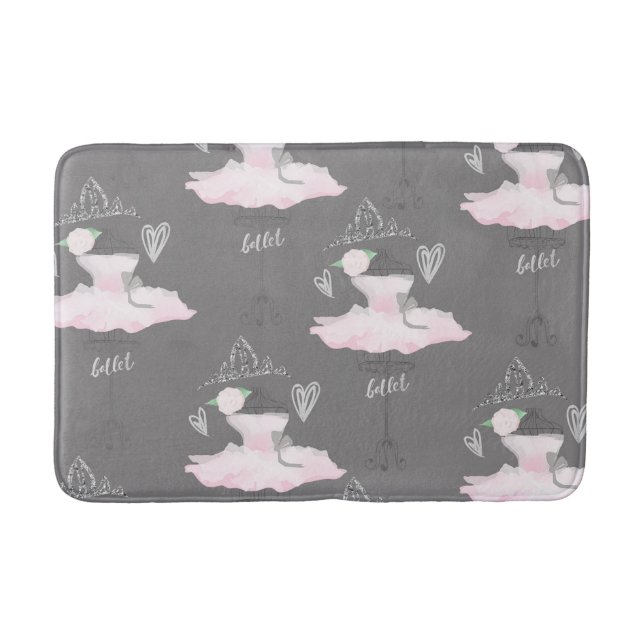 Tapis De Bain Couture rose et gris Ballerina Girls Whimsical Chi (Devant)