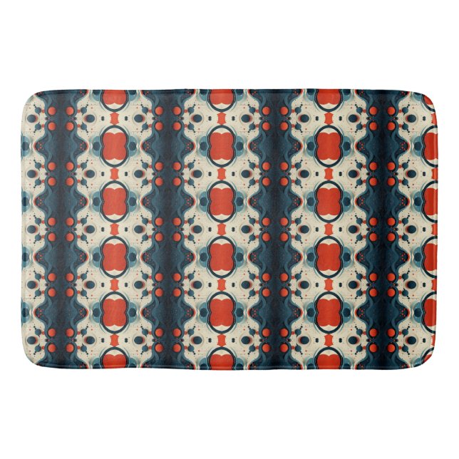 Tapis De Bain Couverture abstraite rouge et sarcelle (Devant)