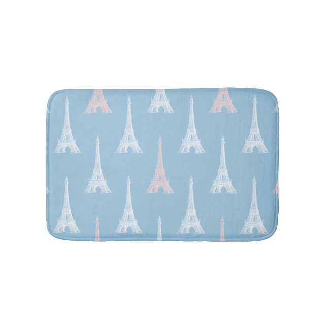 Tapis De Bain Couverture bleue de Bath de rose de Tour Eiffel de (Devant)