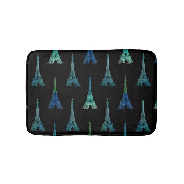 Tapis De Bain Couverture de Bath d'Aqua de noir de Tour Eiffel (Devant)